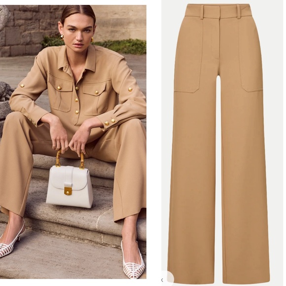 Veronica Beard Pants - Veronica Beard Cole wide leg dress trouser suiting pants khaki NWT
